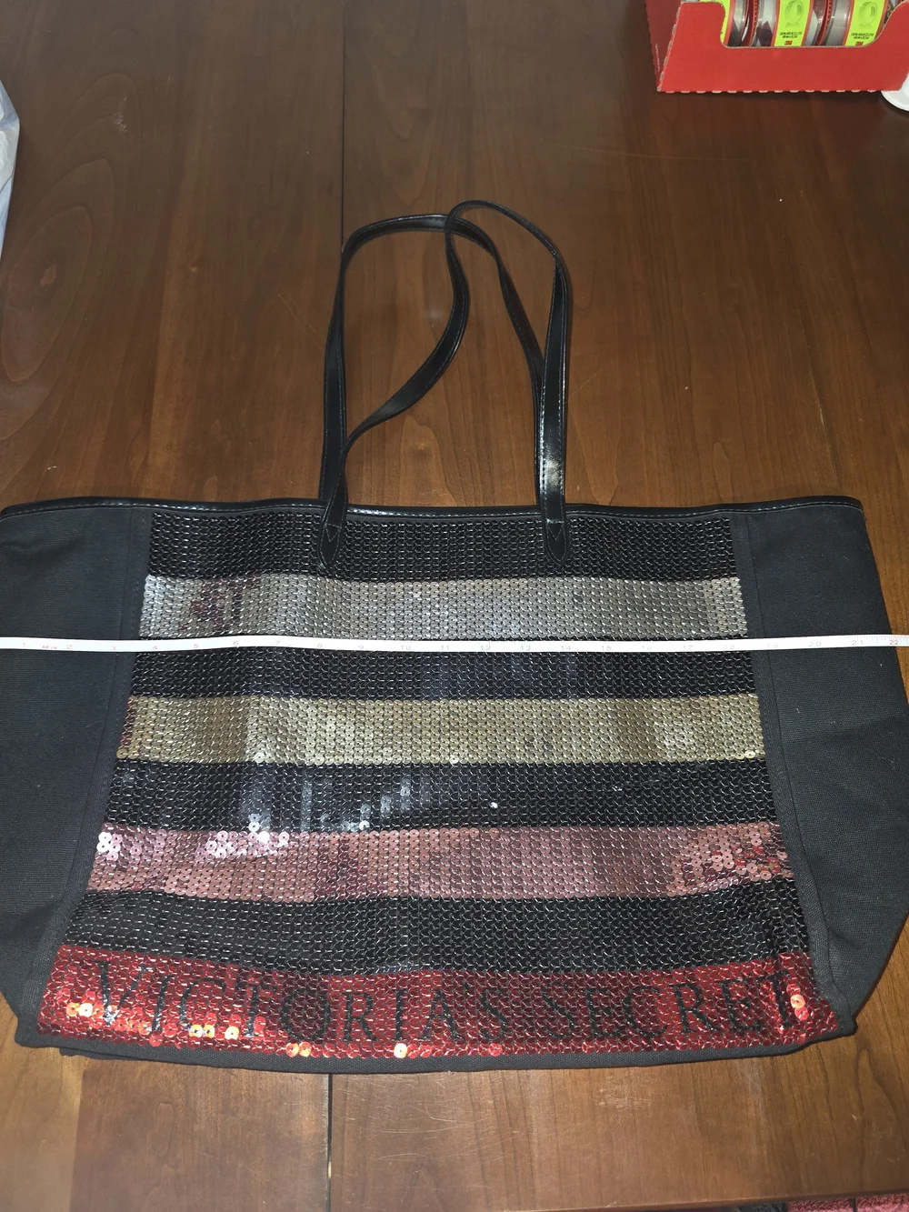 Victoria's Secret Black Sequin Stripe Tote Bag